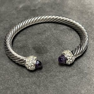 Silver tone cable cuff bracelet